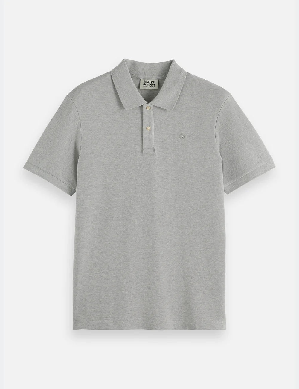 Core - Logo Pique Polo flat lay showing product details by Scotch & Soda