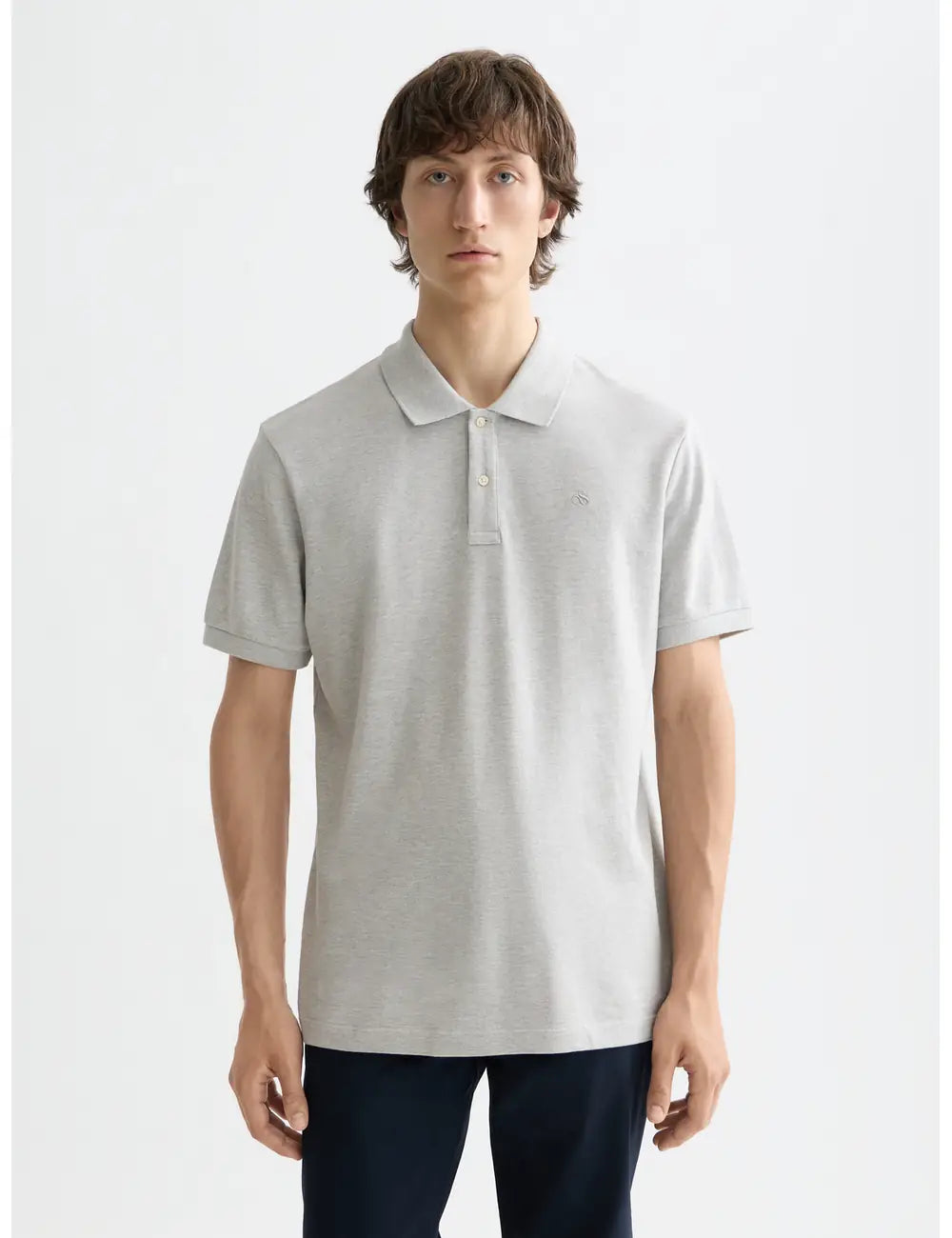 Light Pastel Grey Core - Logo Pique Polo front view by Scotch & Soda