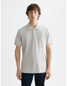 Light Pastel Grey Core - Logo Pique Polo front view by Scotch & Soda