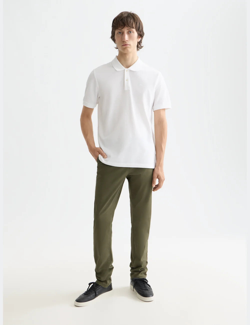 Logo Pique Polo flat lay front view by Scotch & Soda