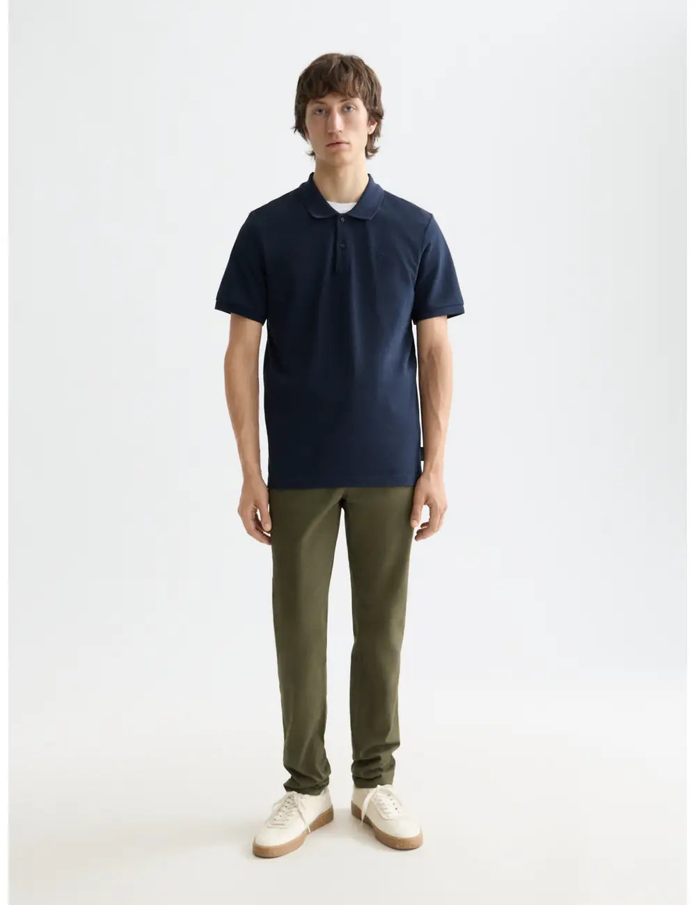 Logo Pique Polo full model shot showing overall fit by Scotch & Soda