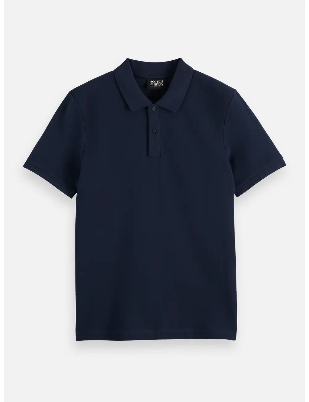 Logo Pique Polo flat lay front view by Scotch & Soda