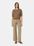 Edie Tailored Wide-Leg Fixed Belt Pant (Medium Beige) - Scotch & Soda