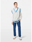 Cable V Neck Vest full model shot showing overall fit by Scotch & Soda