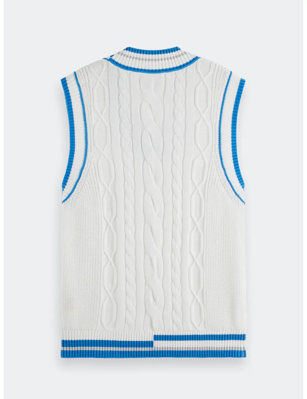Cable V Neck Vest flat lay back view by Scotch & Soda
