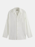 Cotton voile regular fit shirt (White Traditional) front view showing fit and finish by Scotch & Soda