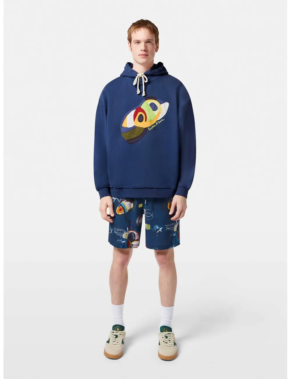 Loose Fit Hoodie full model shot showing overall fit by Scotch & Soda