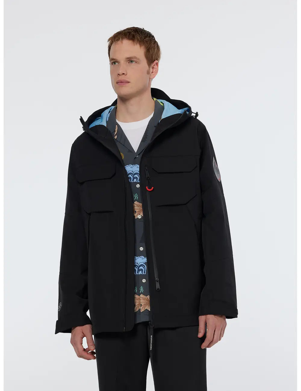 Camp Tech Jacket close-up on model showing fit and detail by Scotch & Soda