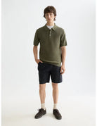 Cotton Linen Bermuda full model shot showing overall fit by Scotch & Soda