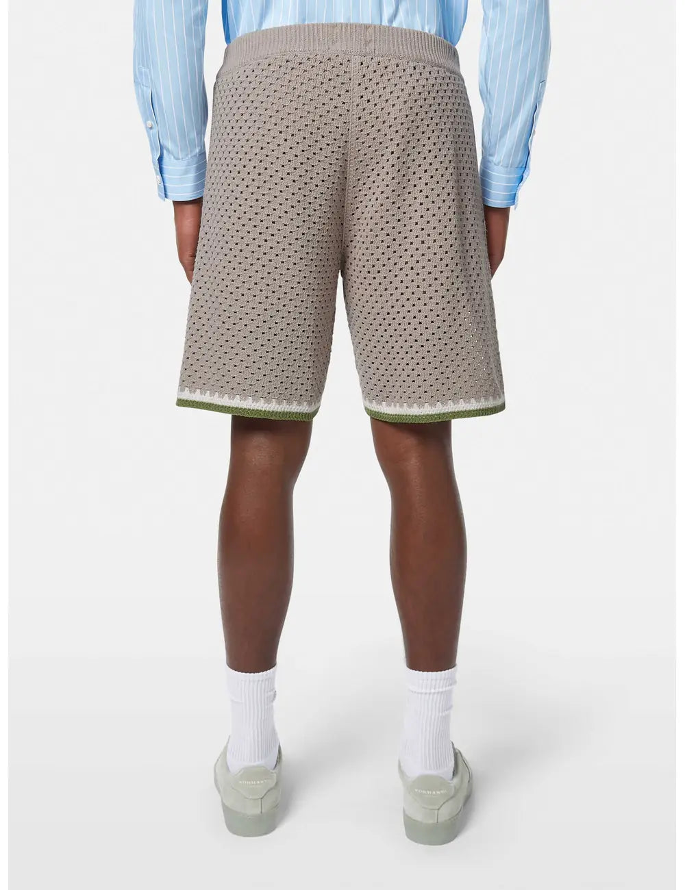 Crochet Knitted Shorts close-up on model showing fit and detail by Scotch & Soda