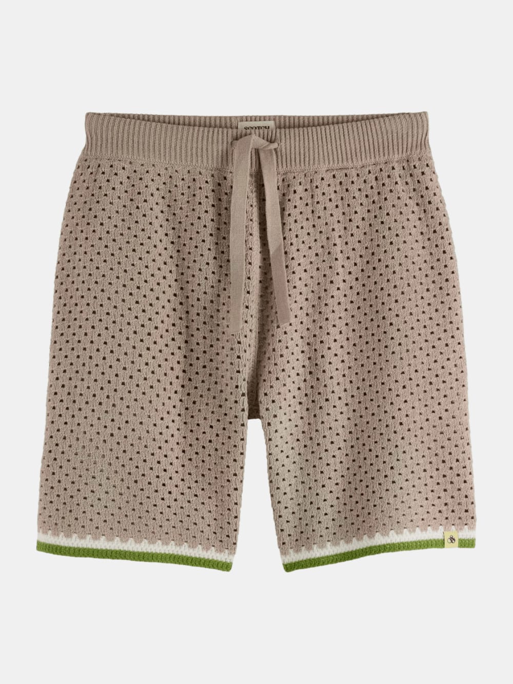 Crochet Knitted Short (Medium Beige) front view showing fit and finish by Scotch & Soda