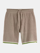 Crochet Knitted Short (Medium Beige) front view showing fit and finish by Scotch & Soda