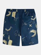 Printed Long-Length Swimshort (Navy) back view showing fit and finish by Scotch & Soda