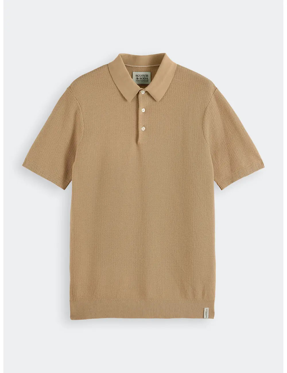 Knitted Polo Shirt flat lay front view by Scotch & Soda
