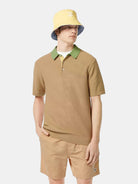 structured-knitted-polo-medium-beige detail shot by Scotch & Soda