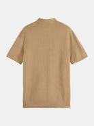 structured-knitted-polo-medium-beige back view by Scotch & Soda