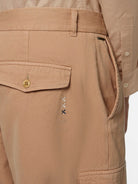 Daze - Garment-Dyed Herringbone Cargo Pant (Medium Brown) detail shot of fabric and craftsmanship by Scotch & Soda