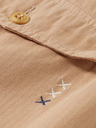 Daze - Garment-Dyed Herringbone Cargo Pant (Medium Brown) detail shot of fabric and craftsmanship by Scotch & Soda