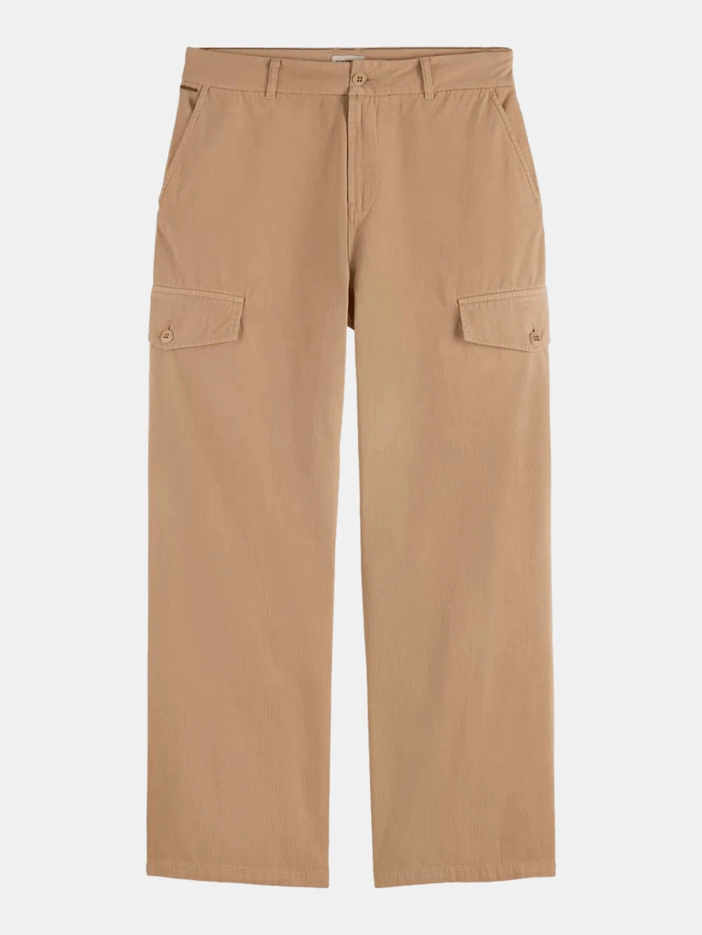 Daze - Garment-Dyed Herringbone Cargo Pant (Medium Brown) front view showing fit and finish by Scotch & Soda