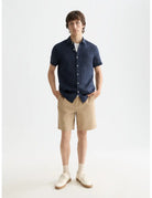Linen Shirt Navy full model shot showing overall fit by Scotch & Soda