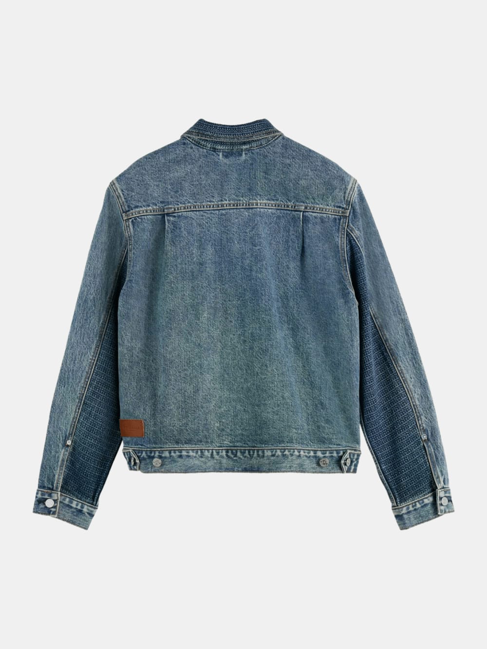 denim-trucker-jacket-with-contrast-panelling detail view by Scotch & Soda