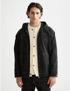 Hooded Denim Jacket close-up on model showing fit and detail by Scotch & Soda