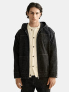 hooded-denim-jacket-black-snow front view by Scotch & Soda