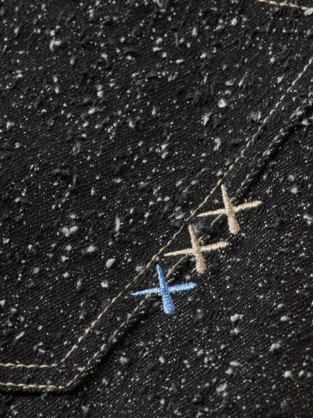 The Pitch Loose  Jeans — Black Snow detail shot of fabric and craftsmanship by Scotch & Soda