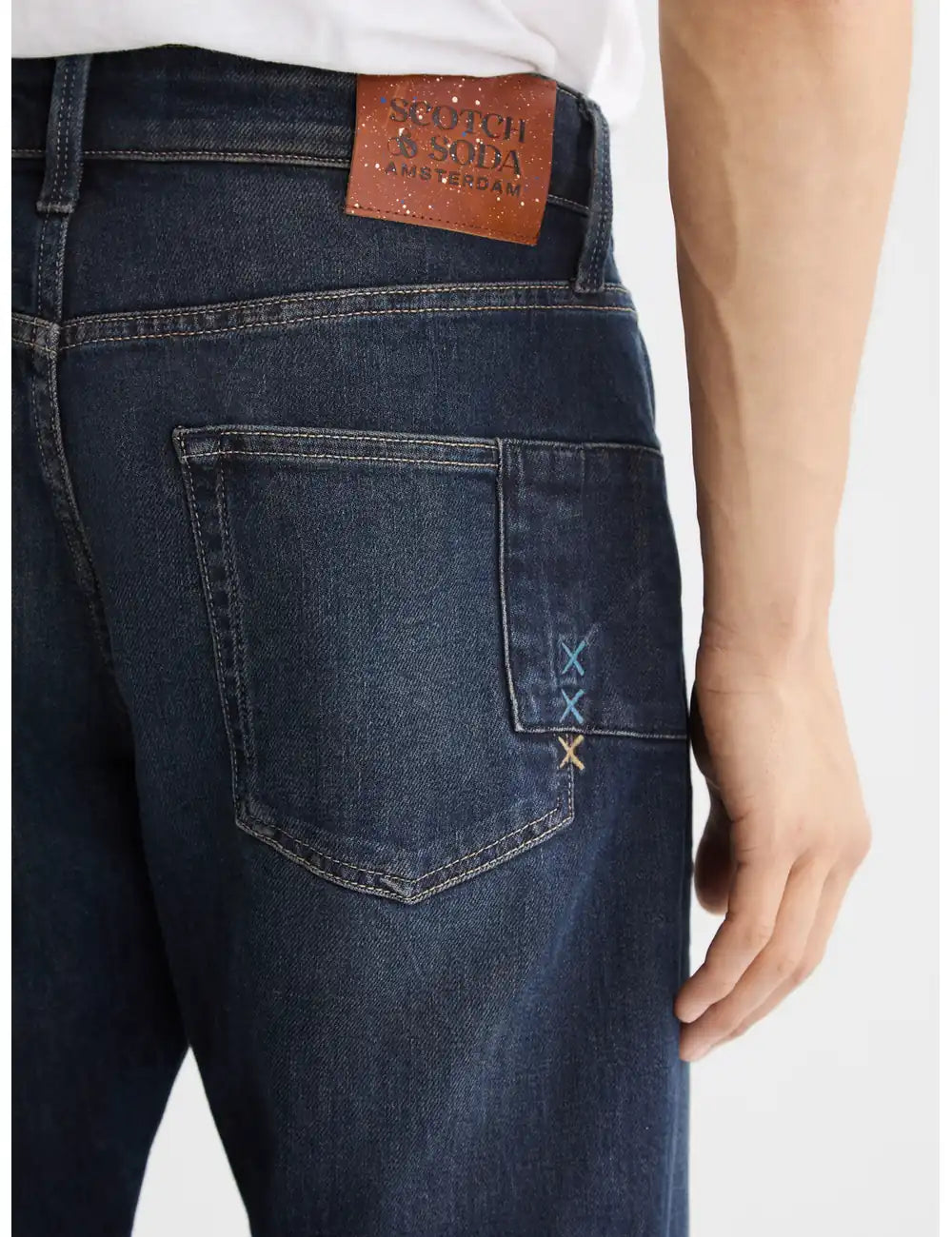 Zee Straight Jeans detail shot showing fabric and craftsmanship by Scotch & Soda