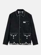 embroidered-cotton-blend-worker-jacket front view by Scotch & Soda