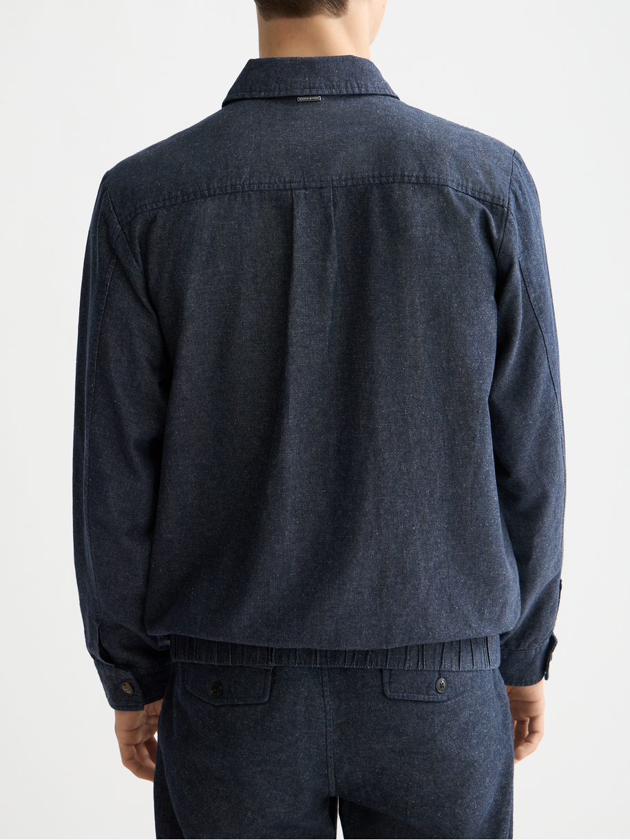Cotton linen zip-thru twill blouson