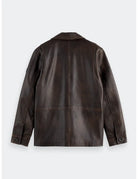 Vintage Leather Blazer Dark flat lay back view by Scotch & Soda