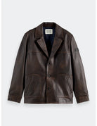 Vintage Leather Blazer Dark flat lay front view by Scotch & Soda