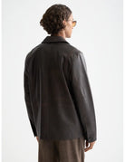 Vintage Leather Blazer Dark detail shot showing fabric and craftsmanship by Scotch & Soda