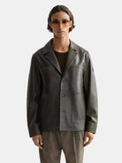 vintage-leather-blazer front view by Scotch & Soda