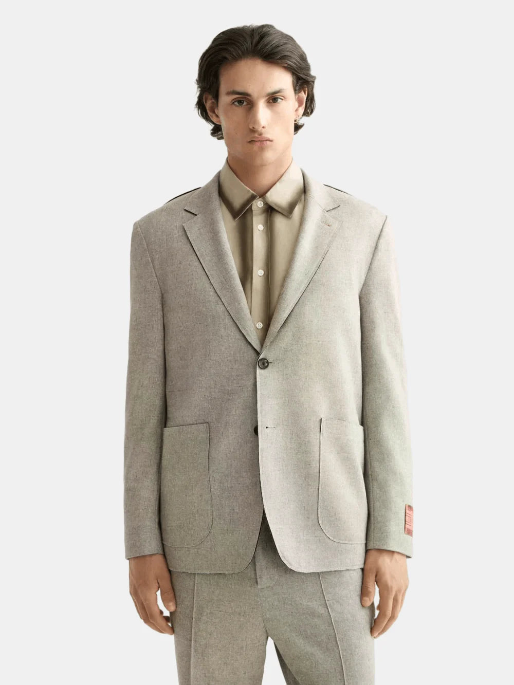 unconstructed-melange-jersey-relaxed-fit-blazer front view by Scotch & Soda