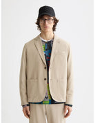 Relaxed Cotton Blazer close-up on model showing fit and detail by Scotch & Soda