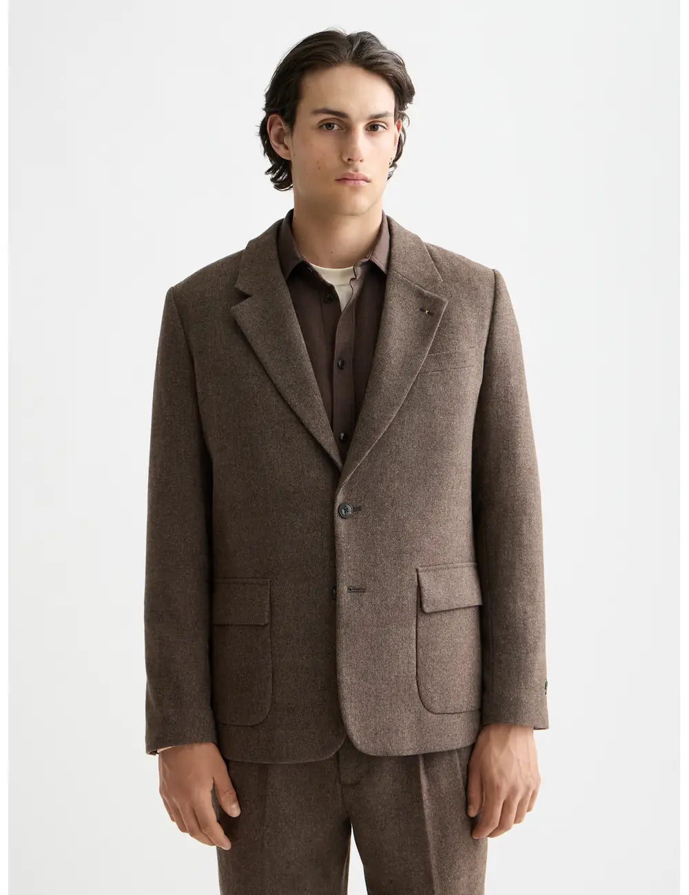 Wool Blend Blazer close-up on model showing fit and detail by Scotch & Soda