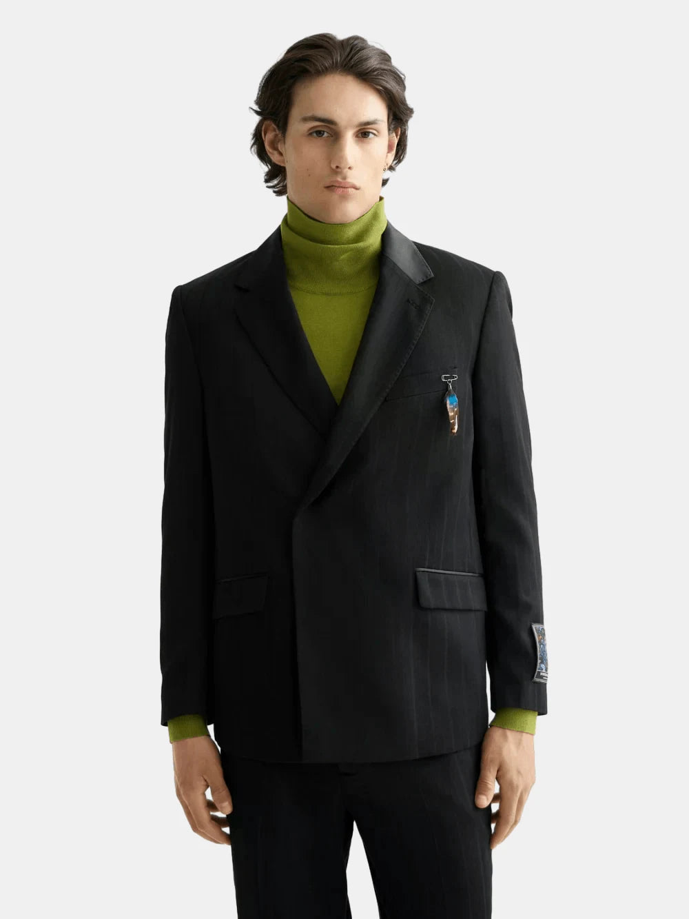 festive-double-breasted-structured-stripe-relaxed-fit-blazer front view by Scotch & Soda