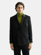 festive-double-breasted-structured-stripe-relaxed-fit-blazer front view by Scotch & Soda