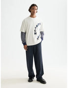 Yarn-dyed Cool Wool-blend Baggy Fit Chino front view showing fit and finish by Scotch & Soda