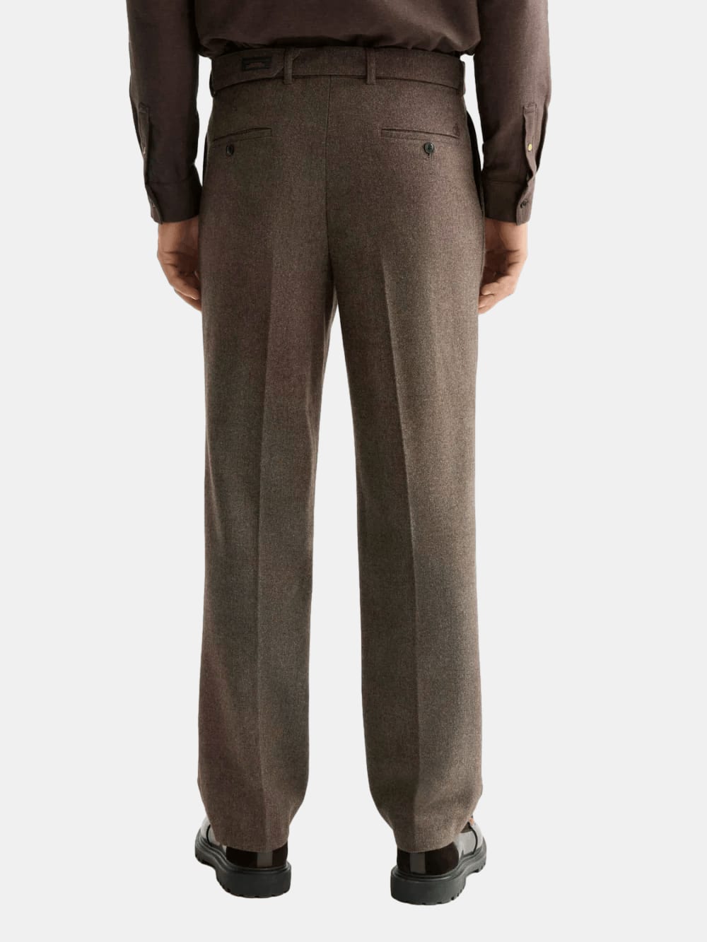 yarn-dyed-wool-blend-relaxed-straight-pleated-chino back view by Scotch & Soda