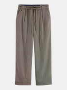 herringbone-yarn-dyed-pleated-baggy-fit-chino front view by Scotch & Soda