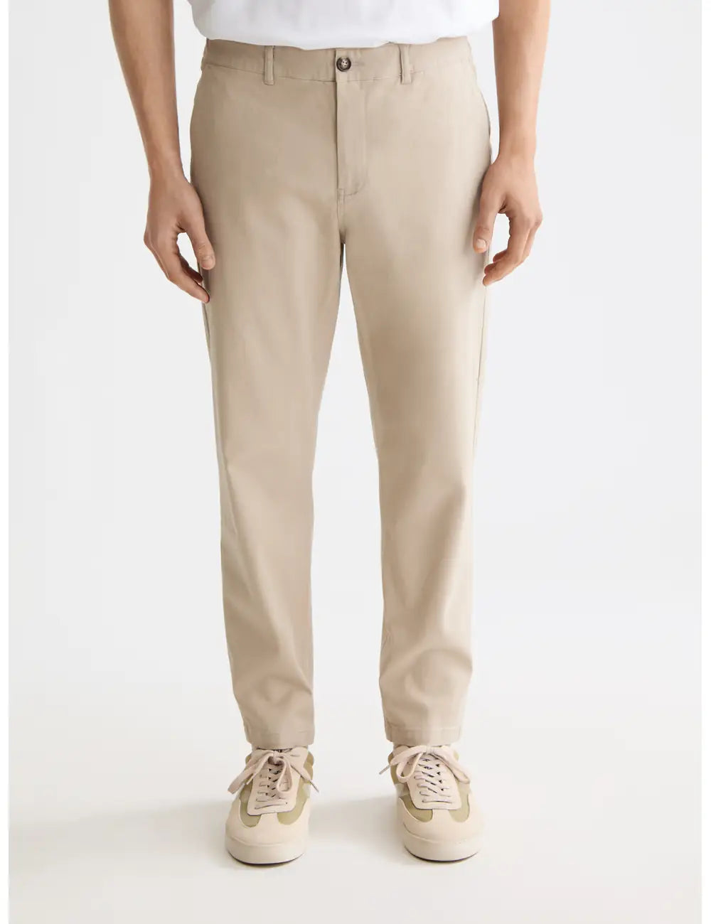 Drift Chino Pants close-up on model showing fit and detail by Scotch & Soda