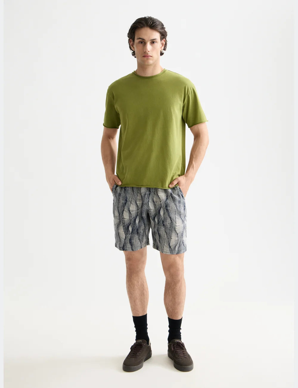 Printed Tencel Shorts full model shot showing overall fit by Scotch & Soda