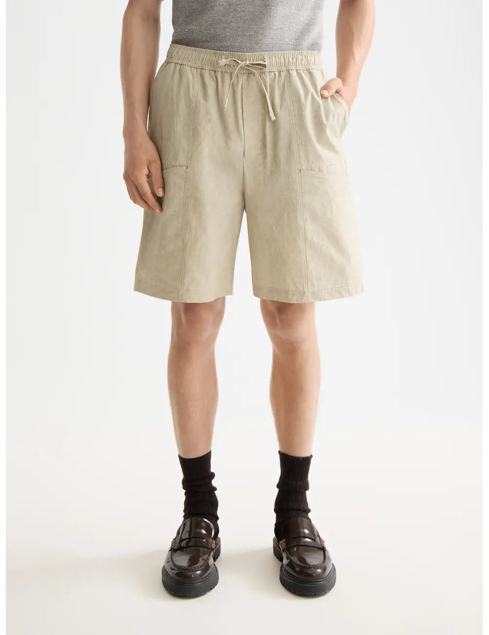 Washed Nylon Blend Poplin close-up on model showing fit and detail by Scotch & Soda