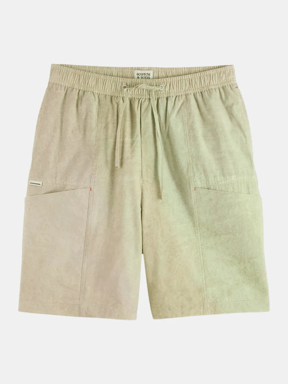 washed-nylon-blend-poplin-wide-fit-cargo-bermuda front view by Scotch & Soda