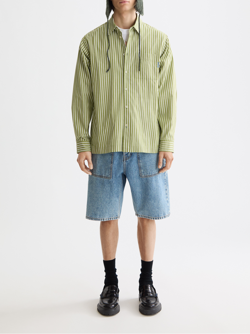 Striped poplin shirt