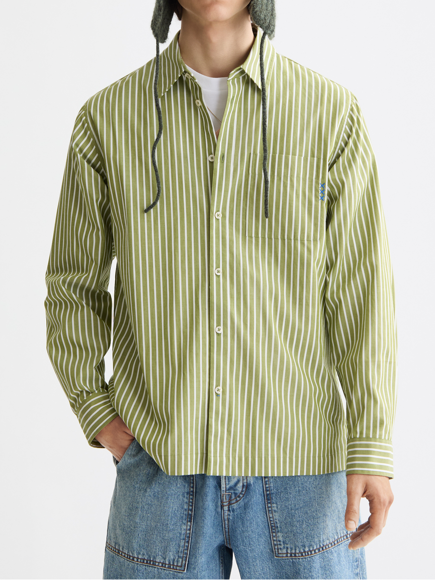 Striped poplin shirt