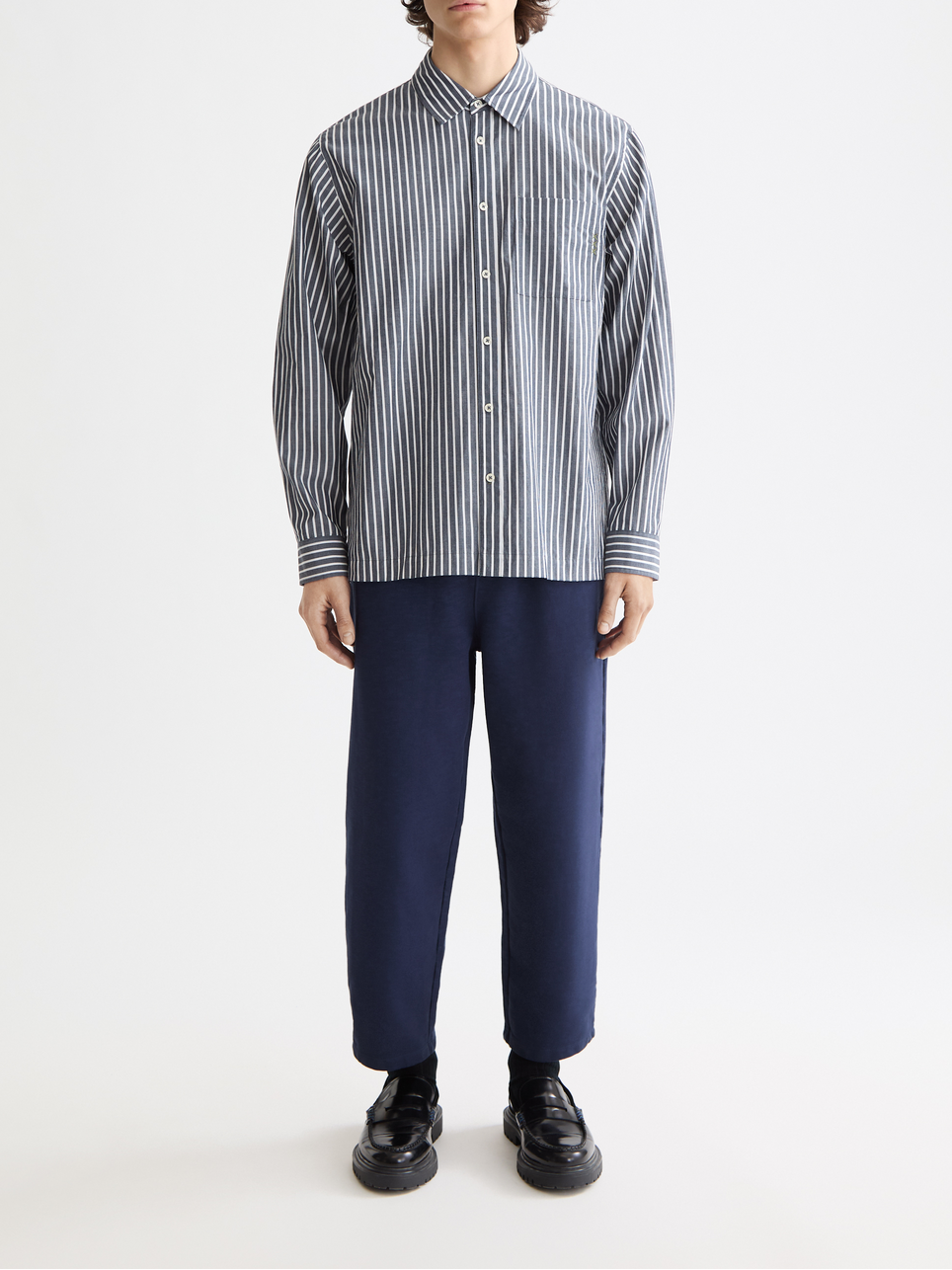 Striped poplin shirt